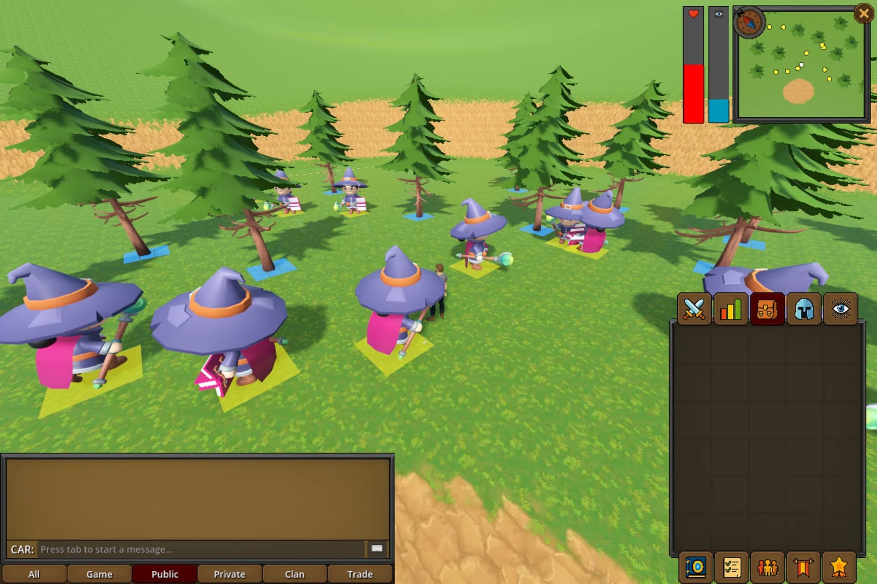 The Vastopia game client — multiplayer MMO gameplay with minimap, health bars, inventory and chat