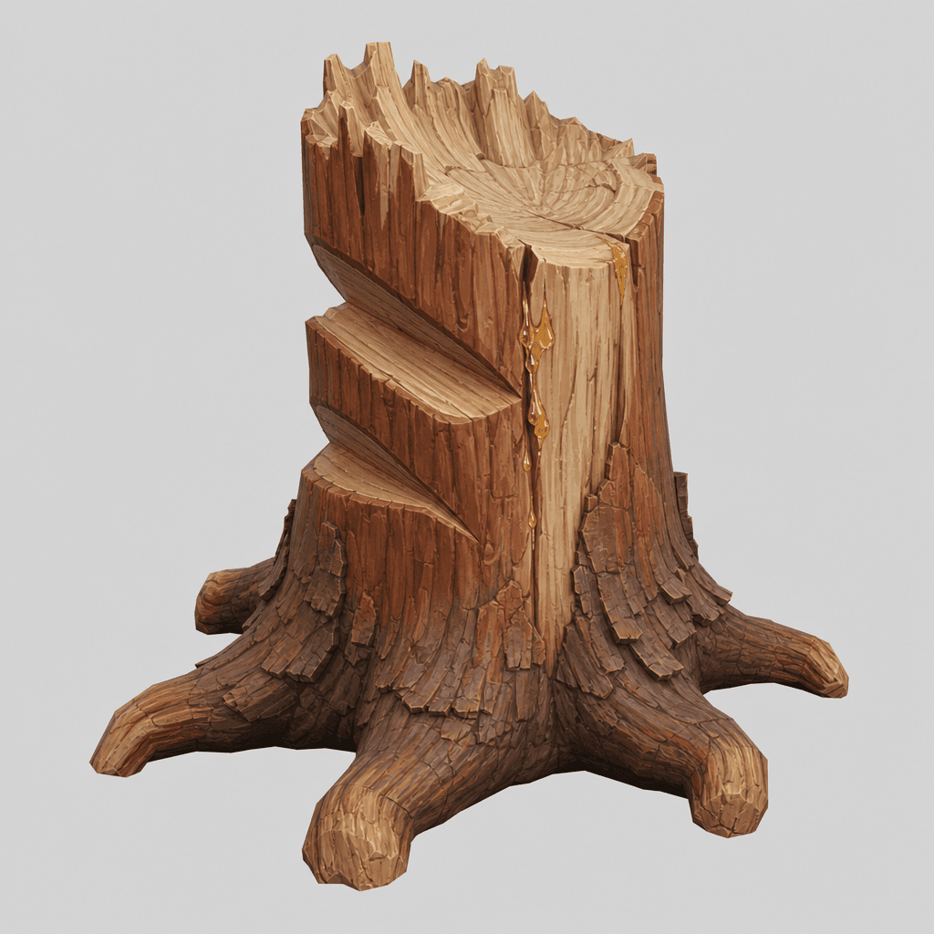 Axe-Notched Pine Stump