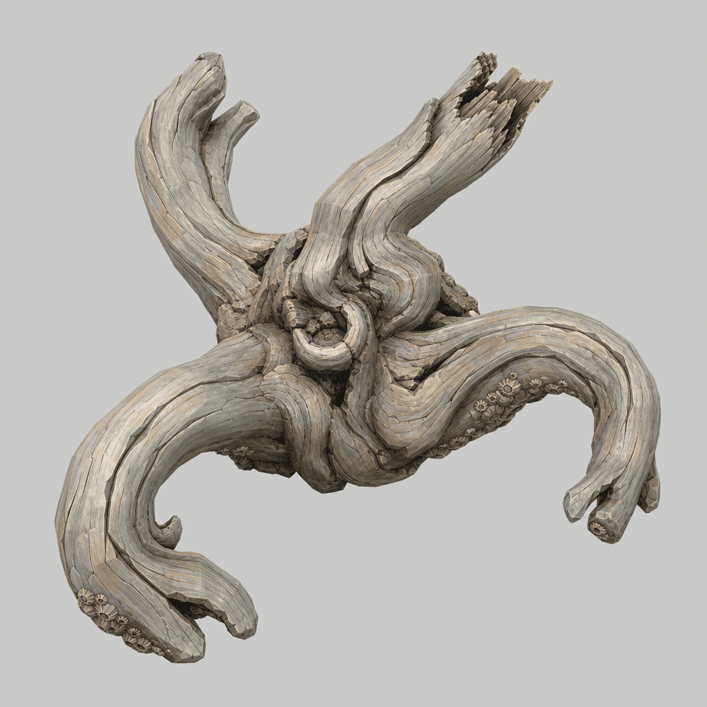 Barnacled Driftwood Root Mass