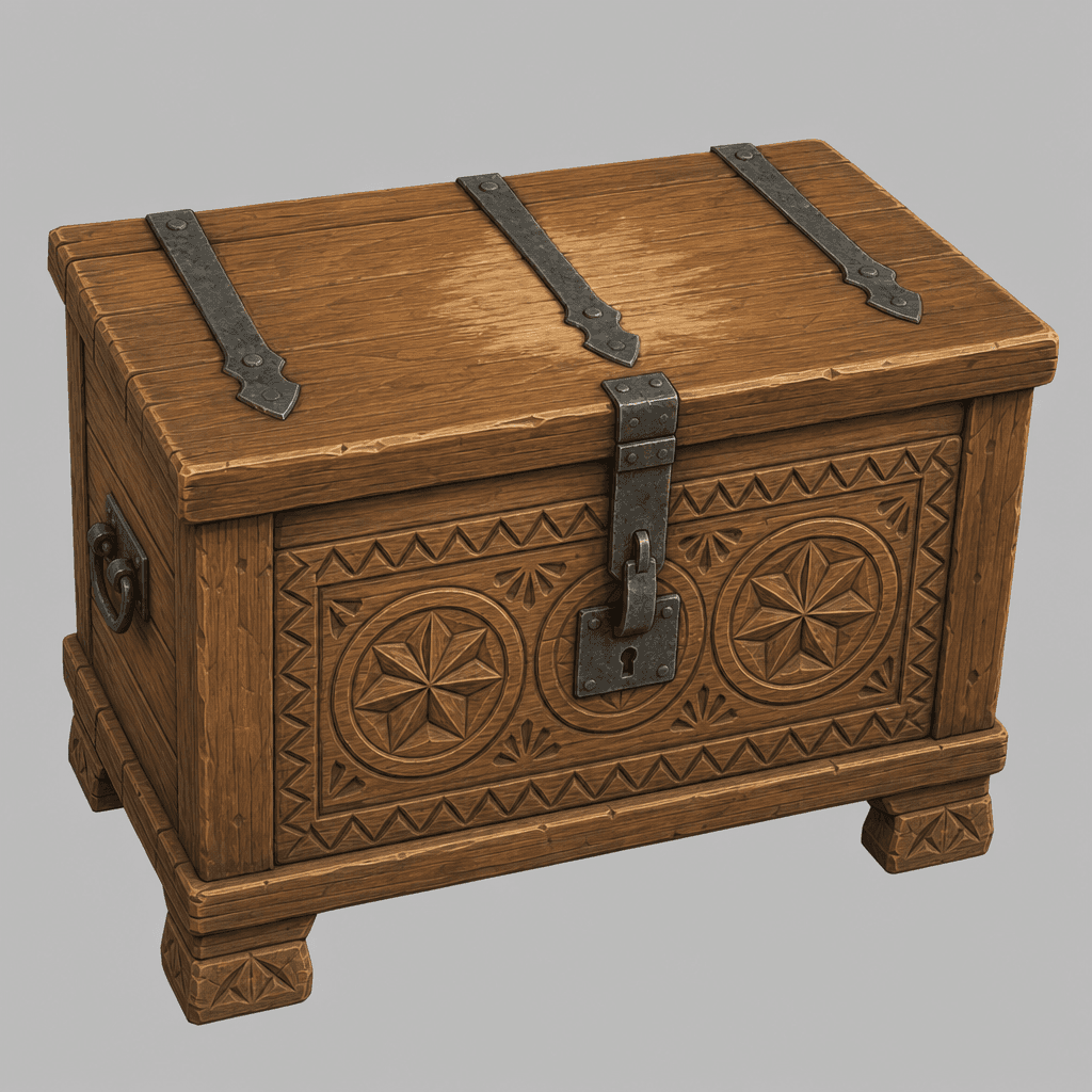 Flat-Lid Carved Dowry Chest