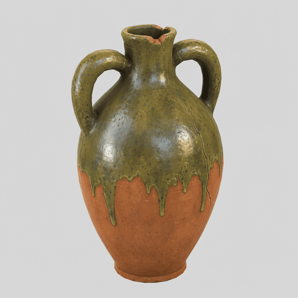 Twin-Handled Glazed Amphora