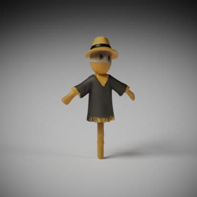 Tilted Straw Hat Scarecrow