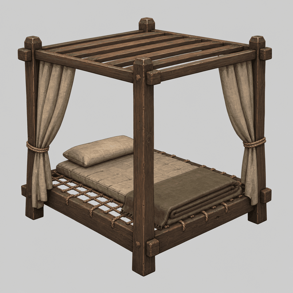 Canopied Four-Post Bed Frame