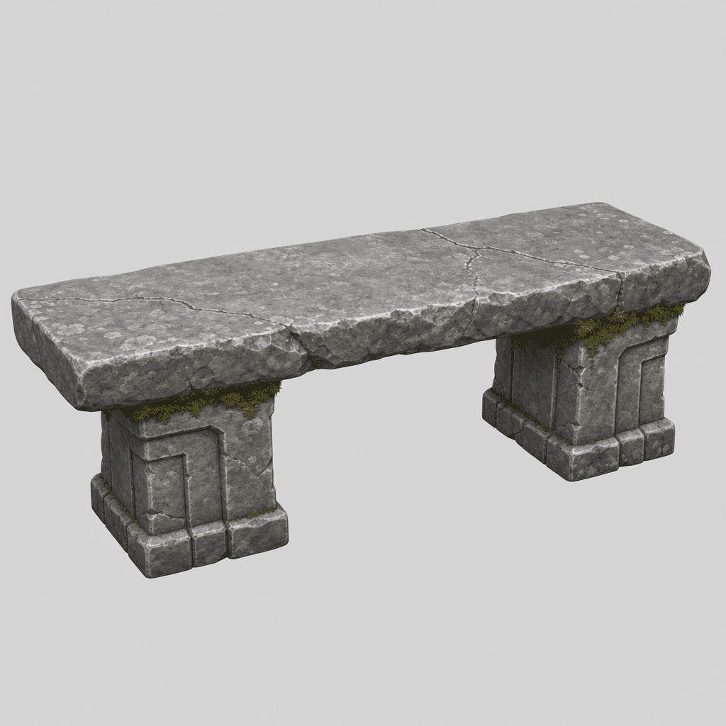 Backless Stone Slab Bench