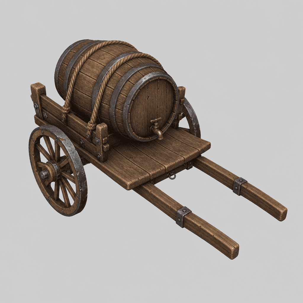 Barrel-Bed Water Cart