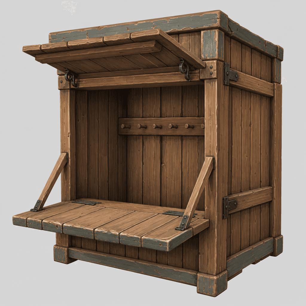 Shuttered Fold-Down Vendor Stall