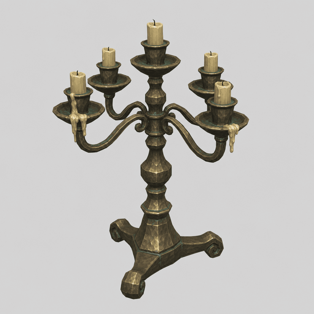Five-Branch Bronze Candelabra