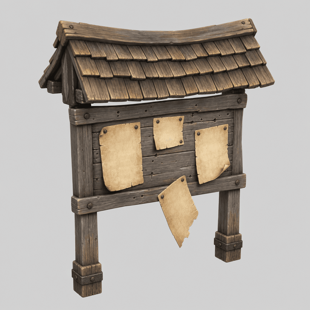 Gabled-Roof Village Notice Board