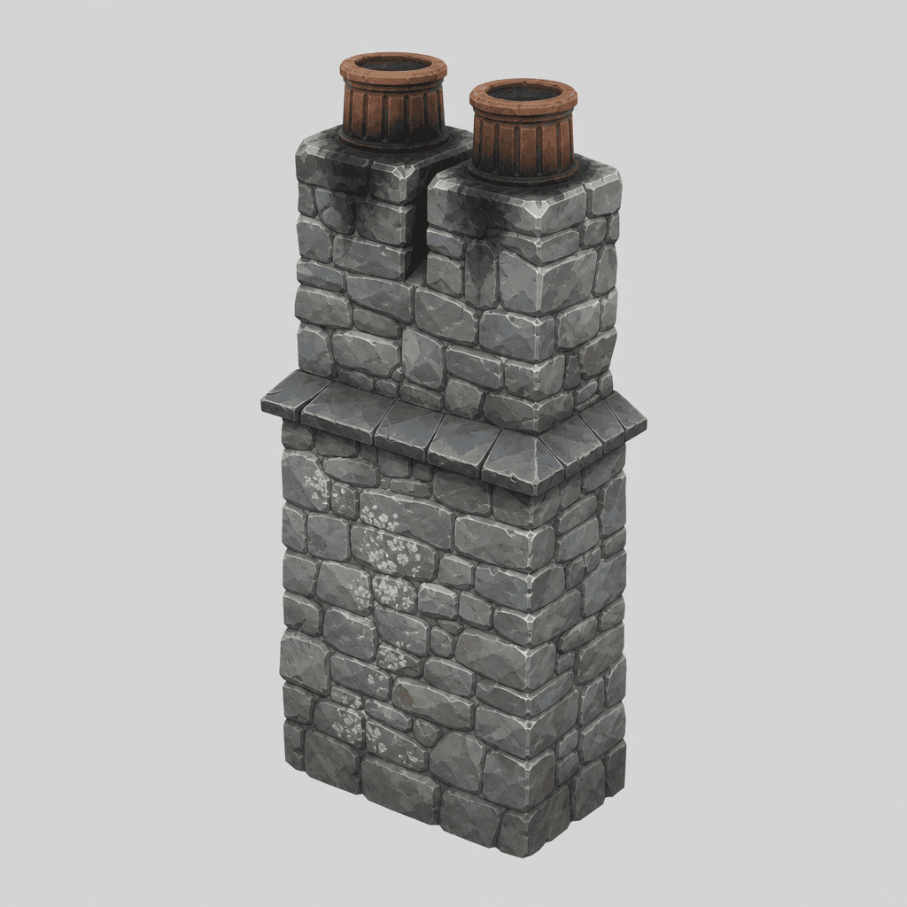Twin-Flue Fieldstone Chimney