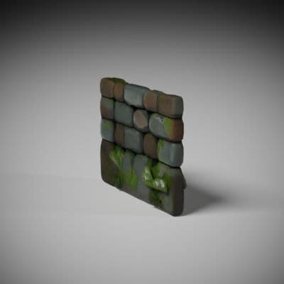 Mossy Fieldstone Wall Section